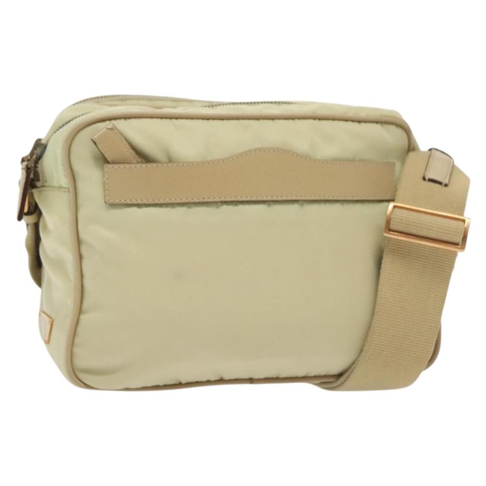 PRADA Shoulder Bag Nylon Beige Gold